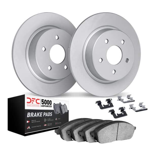 Dynamic Friction DYN-4512-03100 DFC GEOSPEC Coated Rotors with 5000 Brake Pads - Ceramic and Hardware