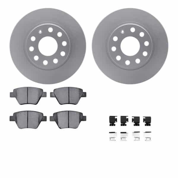Dynamic Friction DYN-4512-74128 DFC GEOSPEC Coated Rotors with 5000 Brake Pads - Ceramic and Hardware