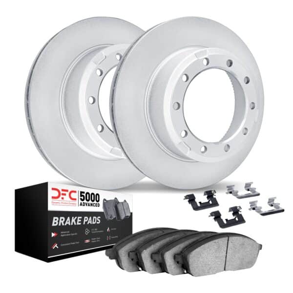 Dynamic Friction DYN-4512-99230 DFC GEOSPEC Coated Rotors with 5000 Brake Pads - Ceramic and Hardware