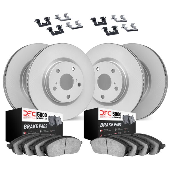Dynamic Friction DYN-4514-13033 DFC GEOSPEC Coated Rotors with 5000 Brake Pads - Ceramic and Hardware