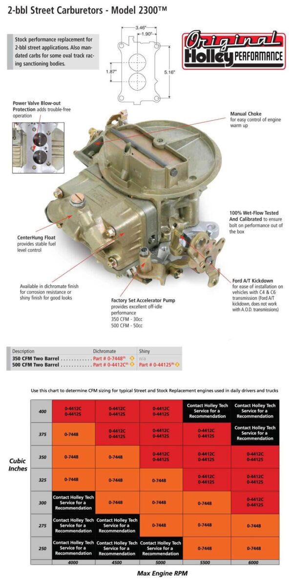 Holley 0-7448 350 Cfm Performance 2bbl Carburetor