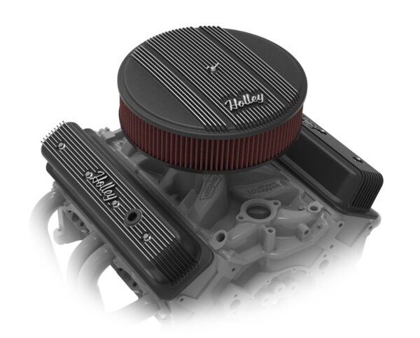 Holley 241-247 Sbc Valve Covers Center-Bolt Finned Non-Emis Blk (241247)
