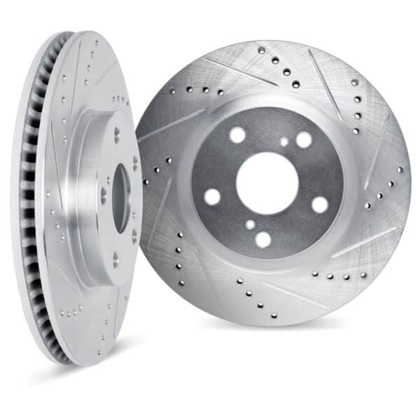 DYN-7002-39003 DFC Brake Rotors - Drilled & Slotted - Silver