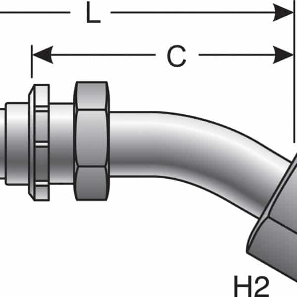 Gates G201740606 Female JIC 37 Flare Swivel - 45 Bent Tube (GlobalSpiral)