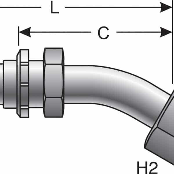 Gates G201741212 Female JIC 37 Flare Swivel - 45 Bent Tube (GlobalSpiral)