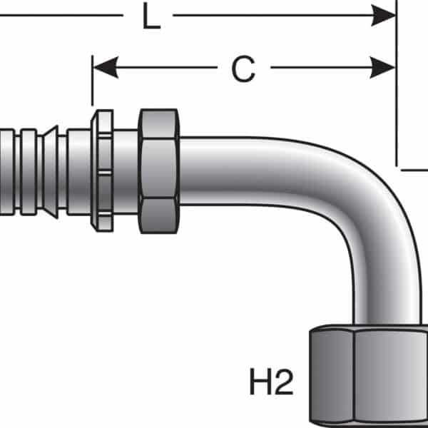 Gates G201791616 Female JIC 37 Flare Swivel - 90 Bent Tube (GlobalSpiral)