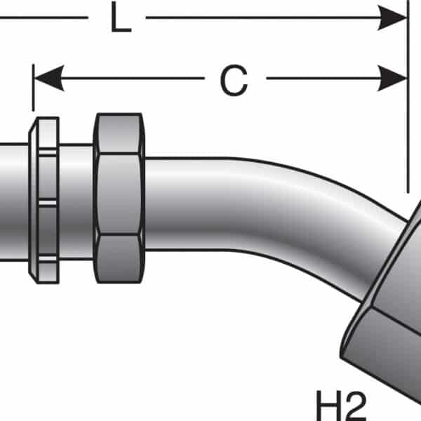 Gates G202341010 Female Flat-Face O-Ring Swivel - 45 Bent Tube (GlobalSpiral)