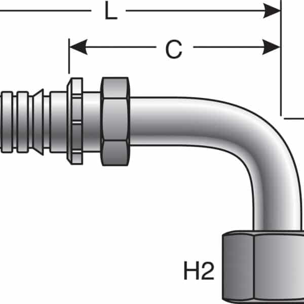 Gates G202390808 Female Flat-Face O-Ring Swivel - 90 Bent Tube (GlobalSpiral)