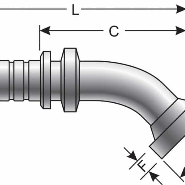 Gates G204071212 Caterpillar Style O-Ring Flange - 45 Bent Tube (GlobalSpiral)