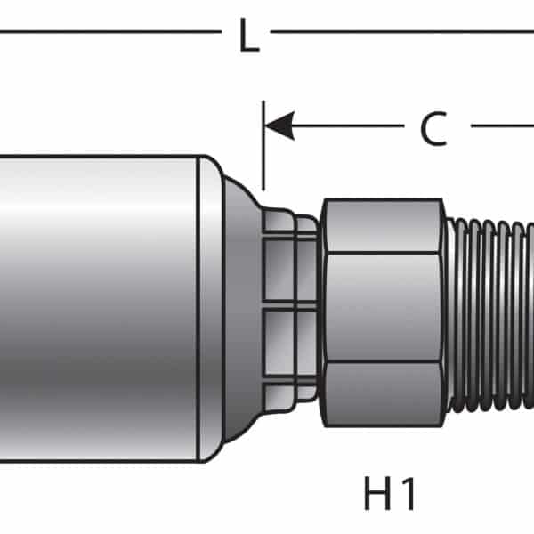 Gates G251000404 Male Pipe (NPTF - 30 Cone Seat) (MegaCrimp)