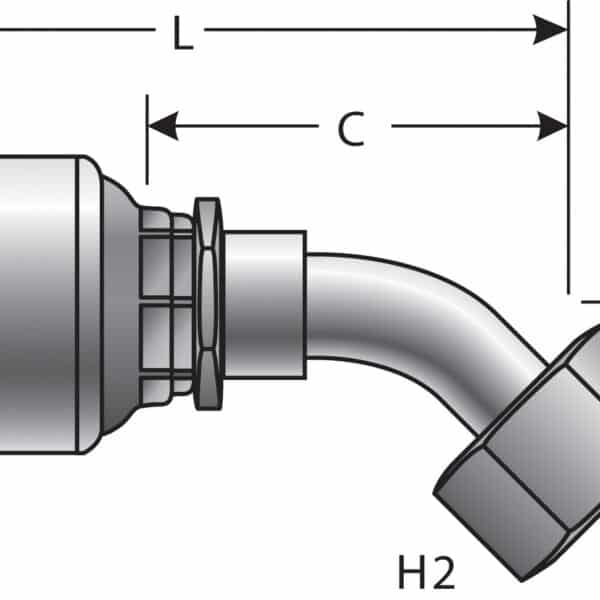 Gates G251750405 Female JIC 37 Flare Swivel - 45 Bent Tube (MegaCrimp)