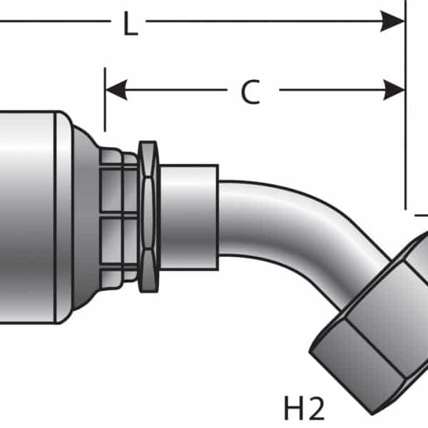 Gates G251750608 Female JIC 37 Flare Swivel - 45 Bent Tube (MegaCrimp)
