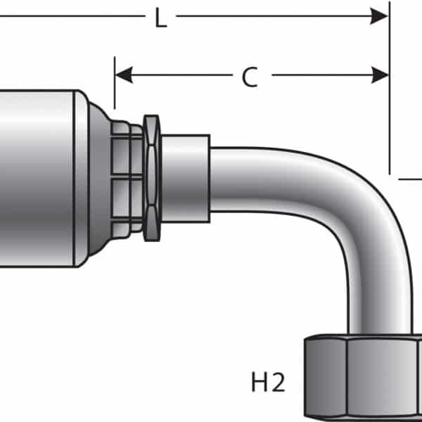 Gates G251790404 Female JIC 37 Flare Swivel - 90 Bent Tube (MegaCrimp)