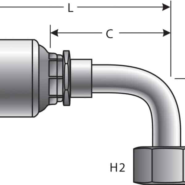 Gates G251790808 Female JIC 37 Flare Swivel - 90 Bent Tube (MegaCrimp)