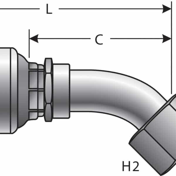 Gates G252020606 Female SAE 45 Flare Swivel - 45 Bent Tube (MegaCrimp)
