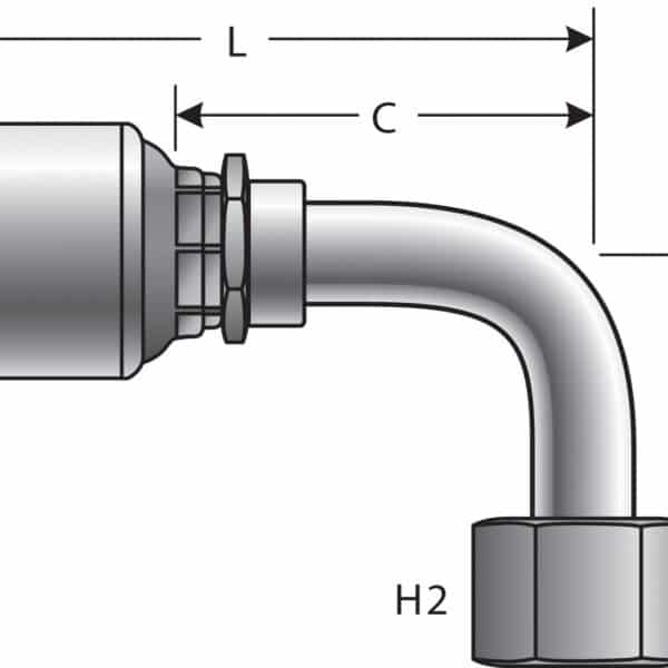 Gates G252050606 Female SAE 45 Flare Swivel - 90 Bent Tube (MegaCrimp)