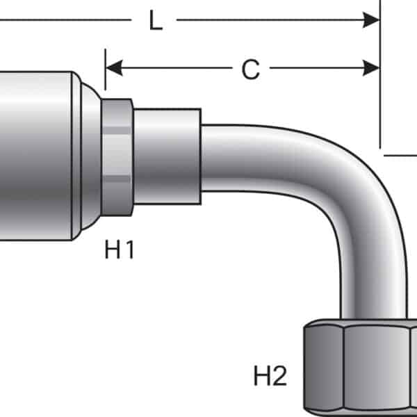 Gates G252400406 Female Flat-Face O-Ring Swivel - 90 Bent Tube (MegaCrimp)