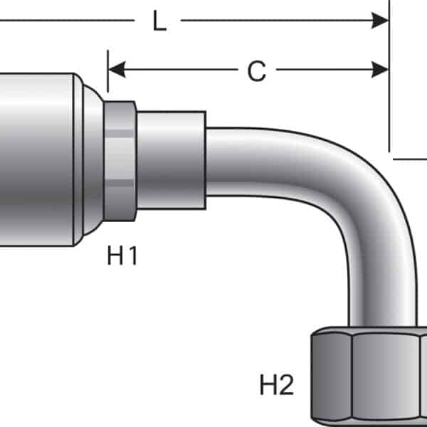 Gates G252400606 Female Flat-Face O-Ring Swivel - 90 Bent Tube (MegaCrimp)