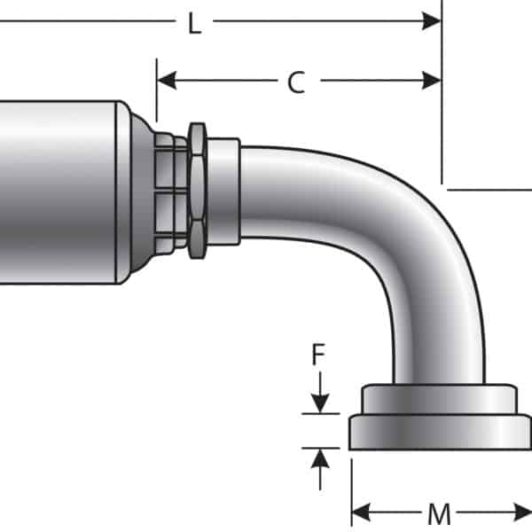 Gates G253151212 Code 61 O-Ring Flange - 90 Bent Tube (MegaCrimp)