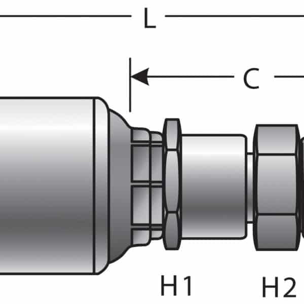 Gates G255000404 SAE Male Inverted Swivel (MegaCrimp)