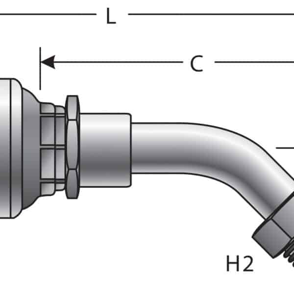 Gates G255020403 SAE Male Inverted Swivel - 45 Bent Tube (MegaCrimp)