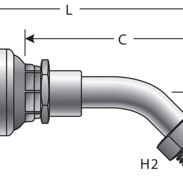 Gates G255020404 SAE Male Inverted Swivel - 45 Bent Tube (MegaCrimp)