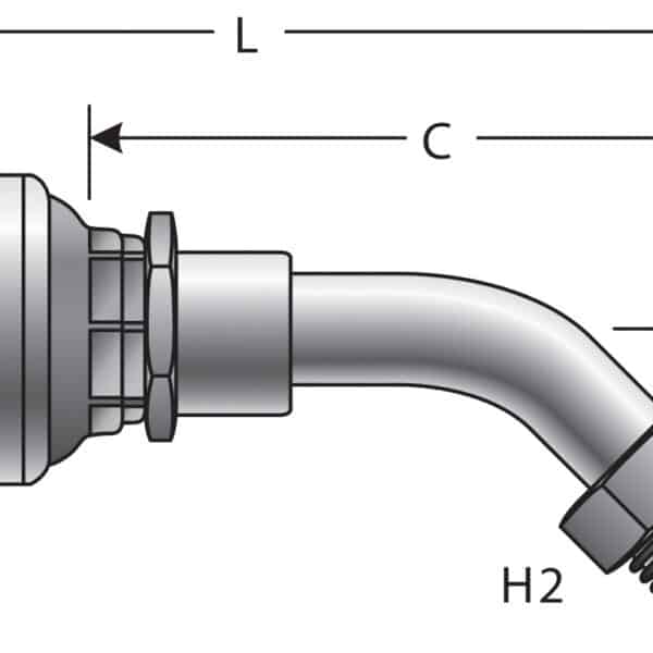 Gates G255020607 SAE Male Inverted Swivel - 45 Bent Tube (MegaCrimp)