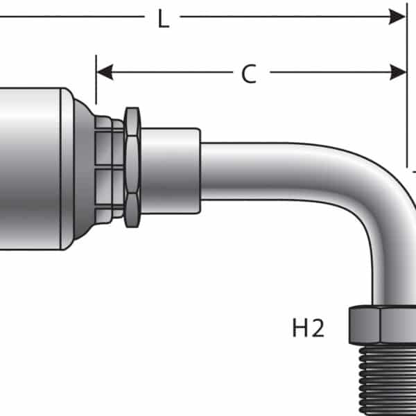 Gates G255040404 SAE Male Inverted Swivel - 90 Bent Tube (MegaCrimp)