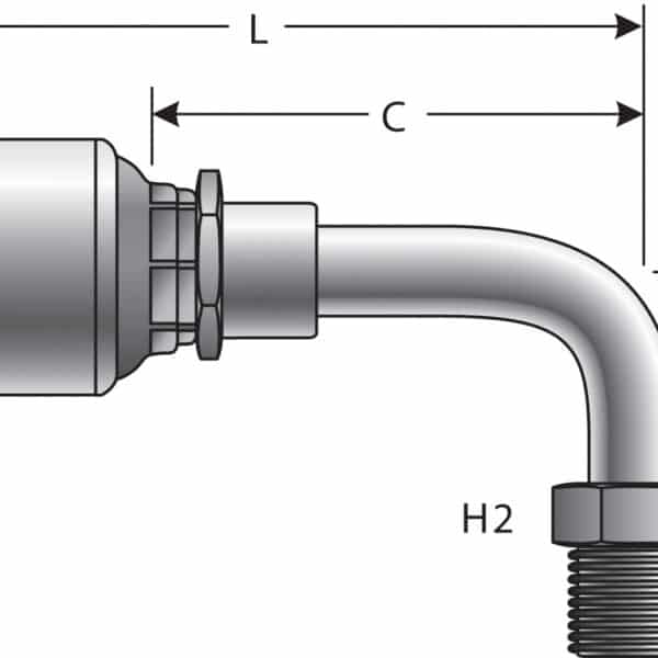 Gates G255040605 SAE Male Inverted Swivel - 90 Bent Tube (MegaCrimp)
