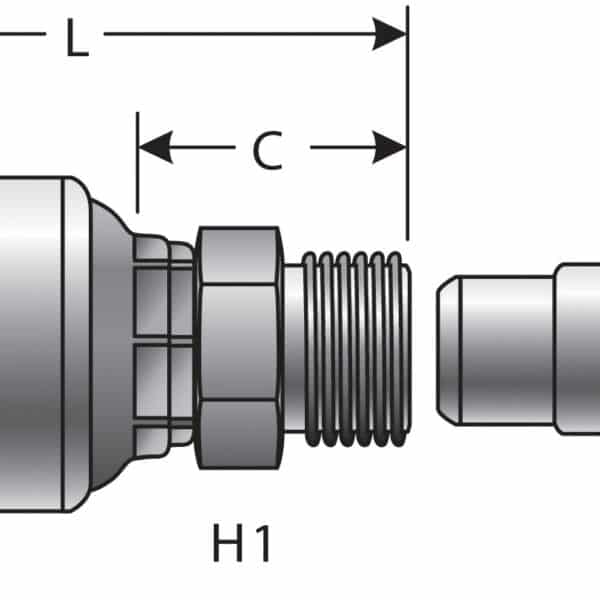Gates G255100608 SAE Male Flareless Assembly (MegaCrimp)