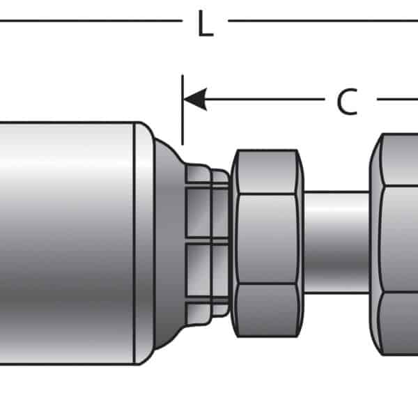 Gates G256450408 Female DIN 24 Cone Swivel - Light Series with O-Ring (MegaCrimp)