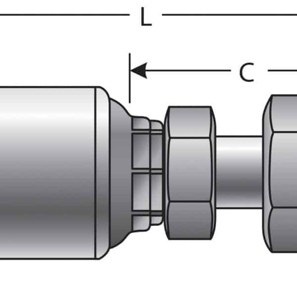 Gates G256450815 Female DIN 24 Cone Swivel - Light Series with O-Ring (MegaCrimp)