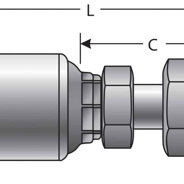 Gates G256451018 Female DIN 24 Cone Swivel - Light Series with O-Ring (MegaCrimp)