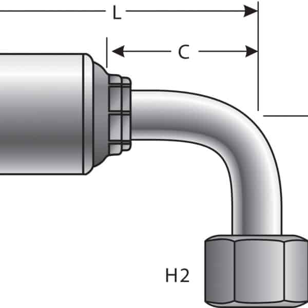Gates G258320404 Female British Standard Parallel Pipe O-Ring Swivel - 90 Bent Tube (MegaCrimp)