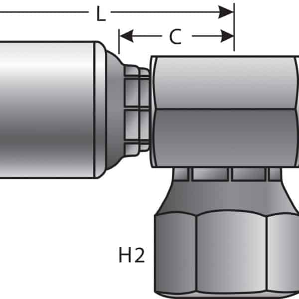 Gates G258450404 Female British Standard Parallel Pipe O-Ring Swivel - 90 Block (MegaCrimp)