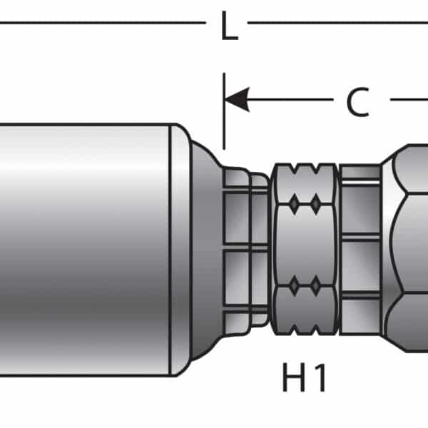 Gates G259100808 Female Komatsu Style Japanese Metric Swivel (MegaCrimp)