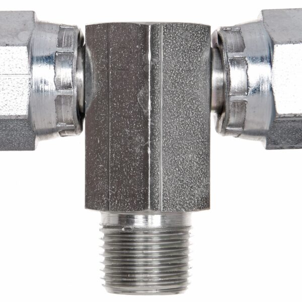 Gates G601860606 Female Pipe Swivel NPSM on Run to Male Pipe NPTF - Tee (SAE to SAE)