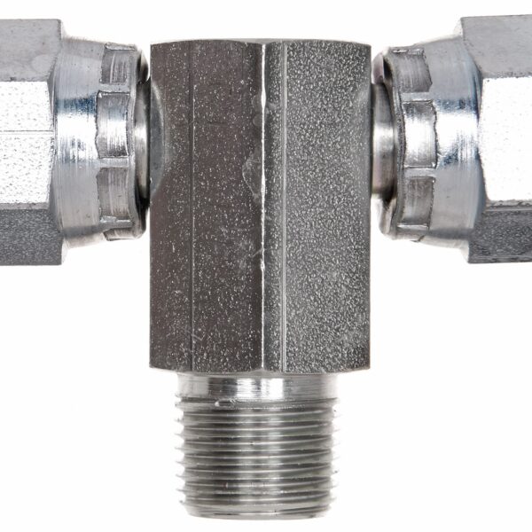 Gates G601860808 Female Pipe Swivel NPSM on Run to Male Pipe NPTF - Tee (SAE to SAE)