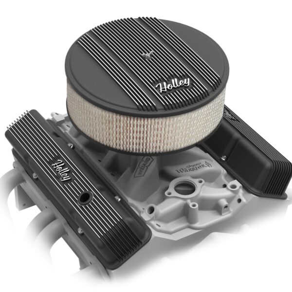 HOL-241-242 Holley Valve Covers - Vintage Series - Finned - SBC - Satin Black Machined