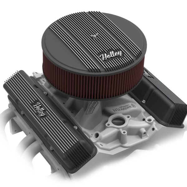 HOL-241-245 Holley Valve Covers - Vintage Series - Finned - SBC - Satin Black Machined