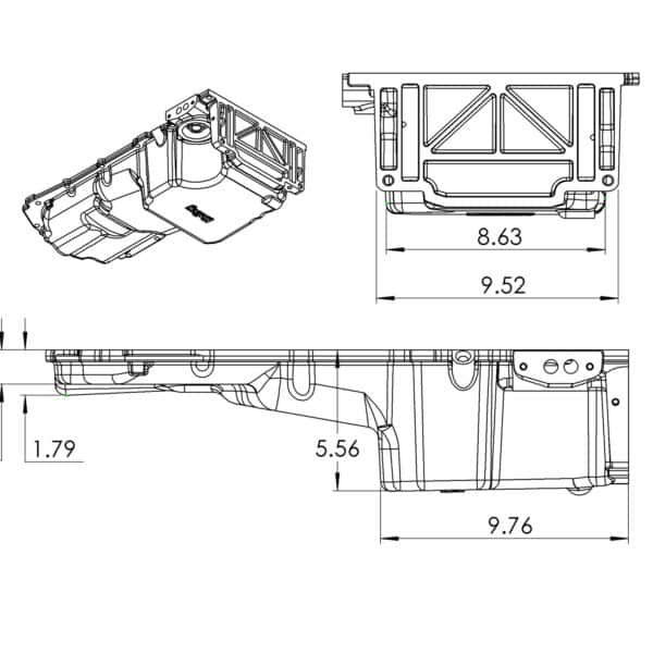 HOL-302-20 Holley GM Gen V LT Swap Oil Pan - as Cast with Turbo Oil Return