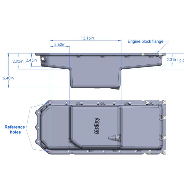 HOL-302-60 Holley Gen III Hemi Swap Oil Pan - Mid-Sump Non-VVT