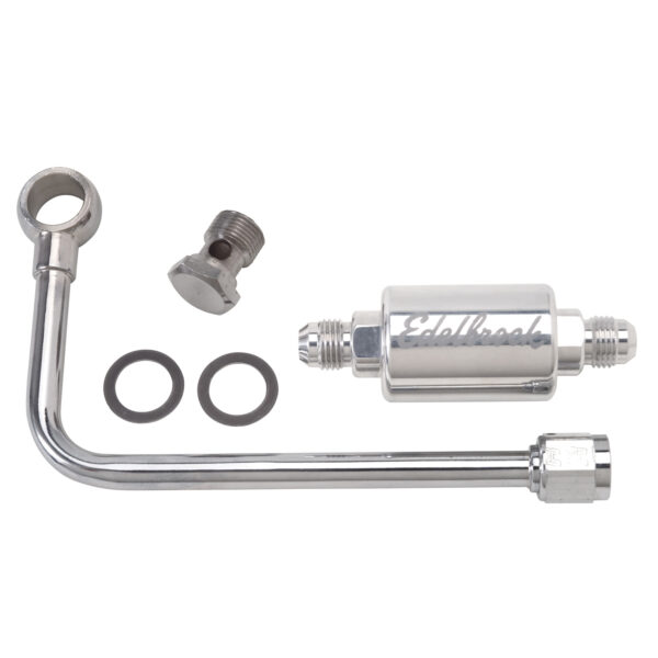 Edelbrock EDL-8131 Single Feed Fuel Line #8131 Chrome With Polished Filter