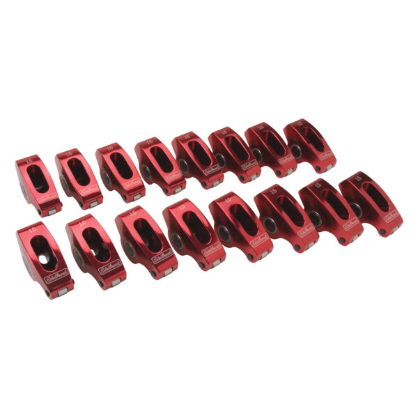 Edelbrock EDL-77770 Red Roller Rockers for Small-Block Chevy 3/8 stud 1.5:1 Ratio (Qty 16)