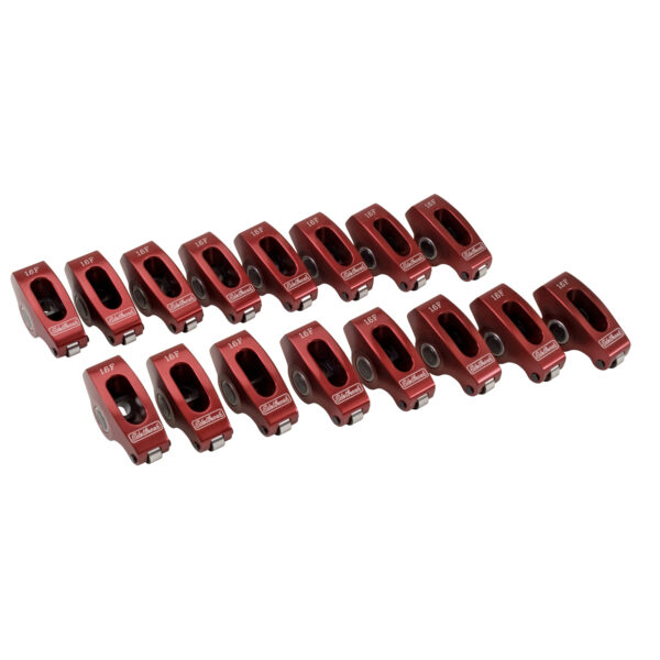 Edelbrock EDL-77780 Red Roller Rockers for Small-Block Ford 3/8 stud 1.6:1 (Qty 16)