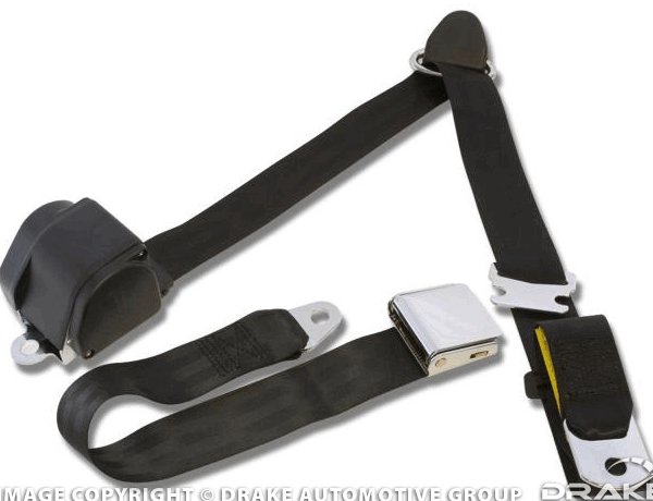 Scott Drake SDK-SB-3P-BK 3-Point Retractable Seat Belt-Black