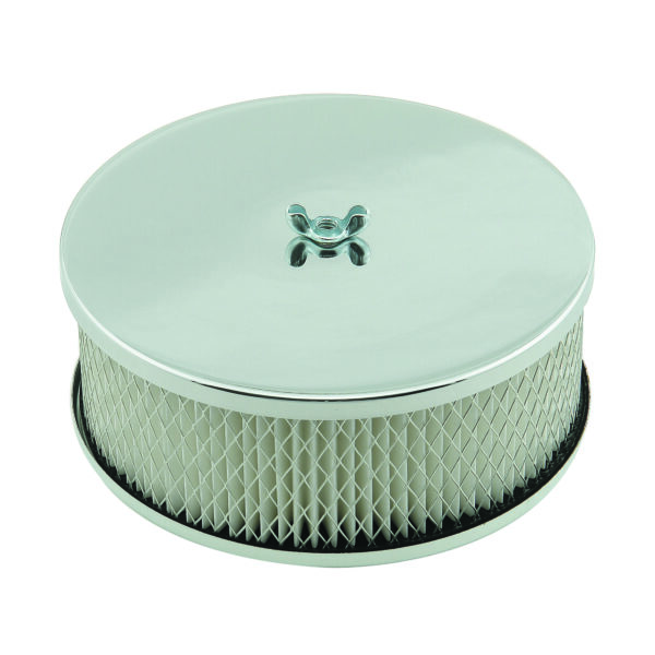 Mr. Gasket MRG-1485 Air Cleaner - 6-1/2 Inch Diameter, 2-7/16 Inch Tall - Chrome