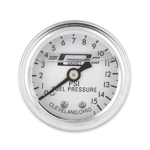 Mr. Gasket Fuel Pressure Gauge - 0-15 PSI - 1/2 Inch Diameter - Liquid Filled