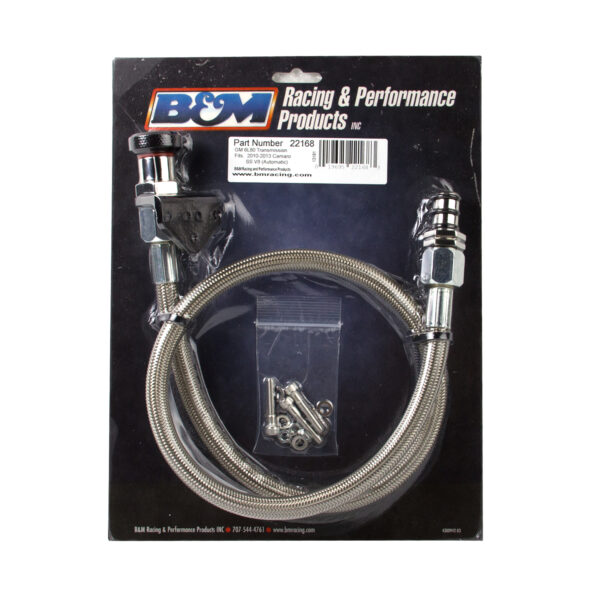 B&M BMM-22168 Locking Auto Trans Dipstick & Tube - Billet Aluminum/Stainless Steel Braided
