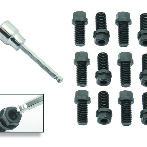 Mr. Gasket Header Bolts - 3/8-16 x 3/4 Inch Hex & Socket Head - Black Oxide
